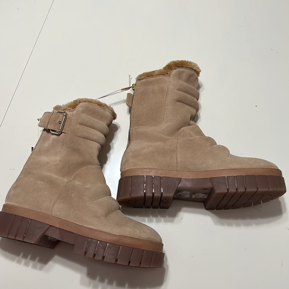 New! Free People Fable Platform Suede Quilted Fur Lined Lug Sole Boots S… - Picture 3 of 13